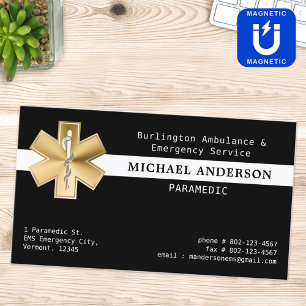 Carte De Visite Magnétique Paramètre personnalisé EMS EMT Ambulance Gold Logo