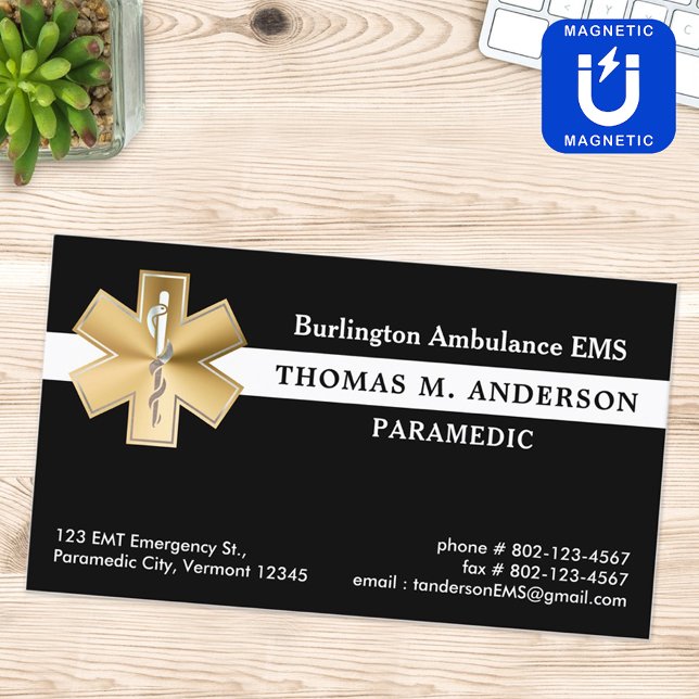 Carte De Visite Magnétique Paramètre personnalisé EMS EMT Ambulance Urgence (Créateur téléchargé)