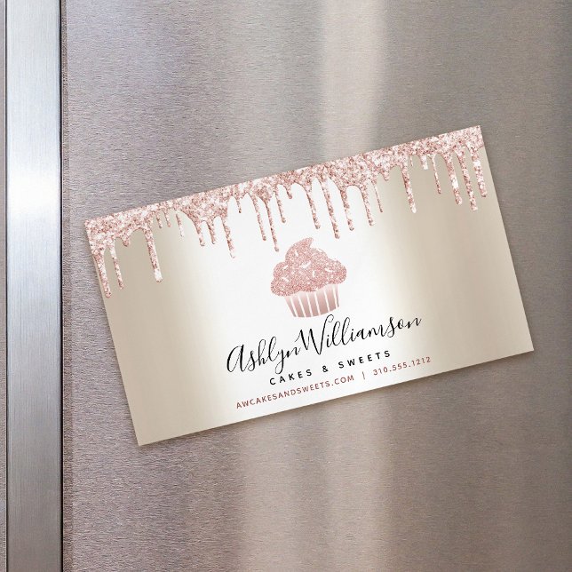 Carte De Visite Magnétique Parties scintillant Cupcake rose Drivers Pâtisseri (Créateur téléchargé)