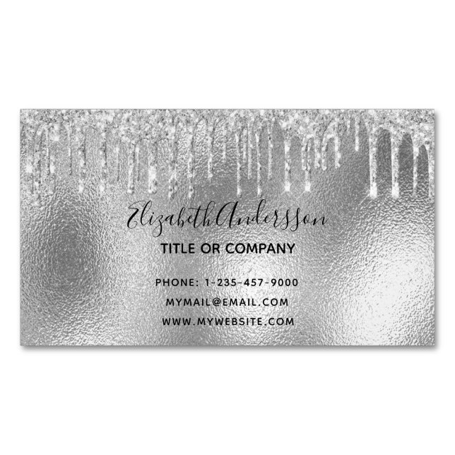 Carte De Visite Magnétique Parties scintillant d'argent élégant maquillage de (devant)