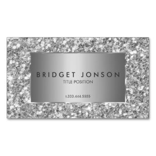 Carte De Visite Magnétique Parties scintillant Moderne Simple, Blanche Et Gri