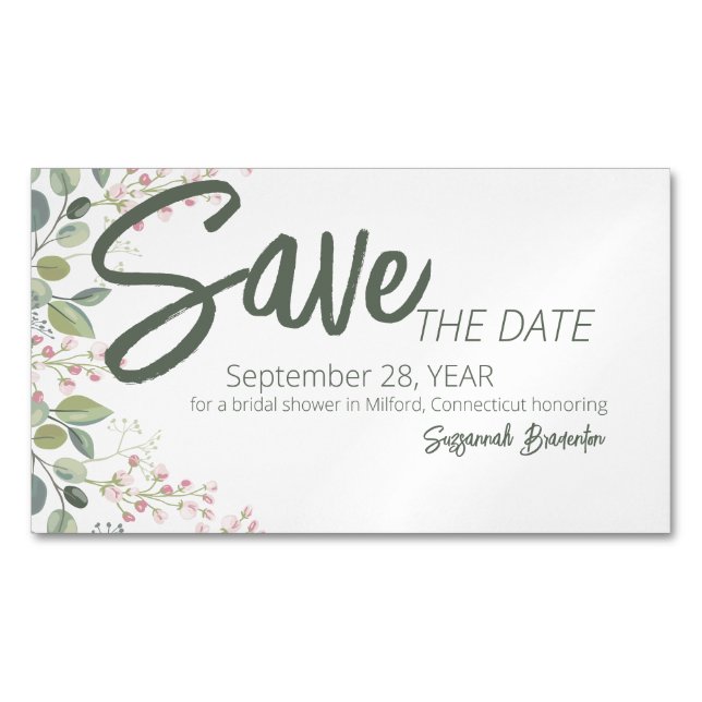 Carte De Visite Magnétique Pastel Aquarelle Florale Fête des mariées frontièr (devant)