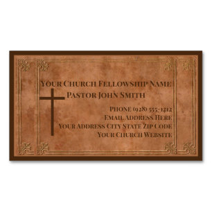 Carte De Visite Magnétique Pasteur de l'église étampé cuir Élégant chrétien