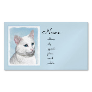 Carte De Visite Magnétique Peinture de chat blanc - Cute Original Cat Art