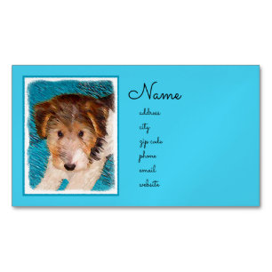 Carte De Visite Magnétique Peinture de chiot Terrier Fox - Art de chien origi