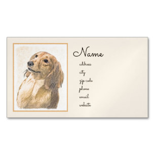 Carte De Visite Magnétique Peinture de Dachshund (Longhaïs) - Art original d