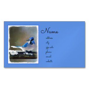 Carte De Visite Magnétique Peinture de Geai Bleu - Art Original d'Oiseau