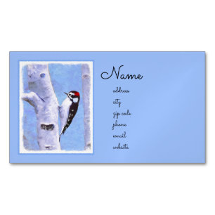 Carte De Visite Magnétique Peinture de Pic mineur - Art original d'oiseau
