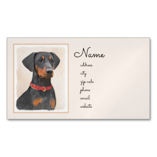 Carte De Visite Magnétique Peinture de Pinscher Allemand Art Animalier Origin