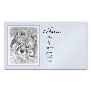 Carte De Visite Magnétique Peinture Keeshond Beth - Joli art original chien