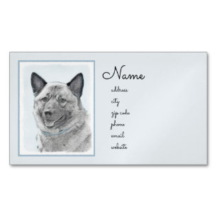 Carte De Visite Magnétique Peinture norvégienne Elkhound - Art original Chien