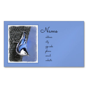 Carte De Visite Magnétique Peinture Nuthatch à poitrine blanche Art original