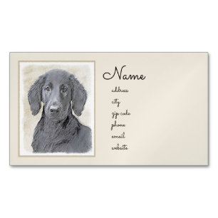Carte De Visite Magnétique Peinture Retriever à revêtement plat - Art Chien o