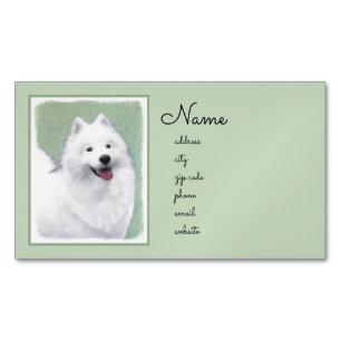 Carte De Visite Magnétique Peinture Samoyed - Cute Original Chien Art