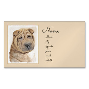 Carte De Visite Magnétique Peinture Shar Pei - Cute Original Chien Art