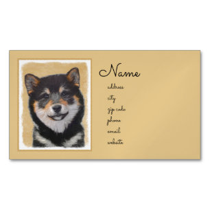 Carte De Visite Magnétique Peinture Shiba Inu (Noir et Tan) - Art Chien
