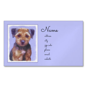 Carte De Visite Magnétique Peinture sur la frontière de Terrier - jolie art o