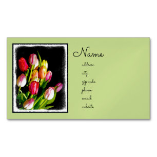 Carte De Visite Magnétique Peinture Tulip - Art Fleur original