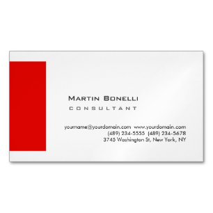 Carte De Visite Magnétique Perle Simple Rouge Blanc Moderne Premium