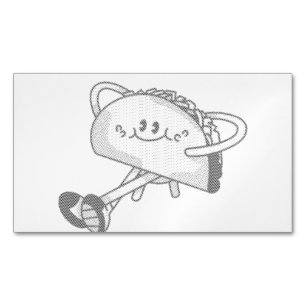 Carte De Visite Magnétique Personnage de mascotte de taco vert mignon qui mar