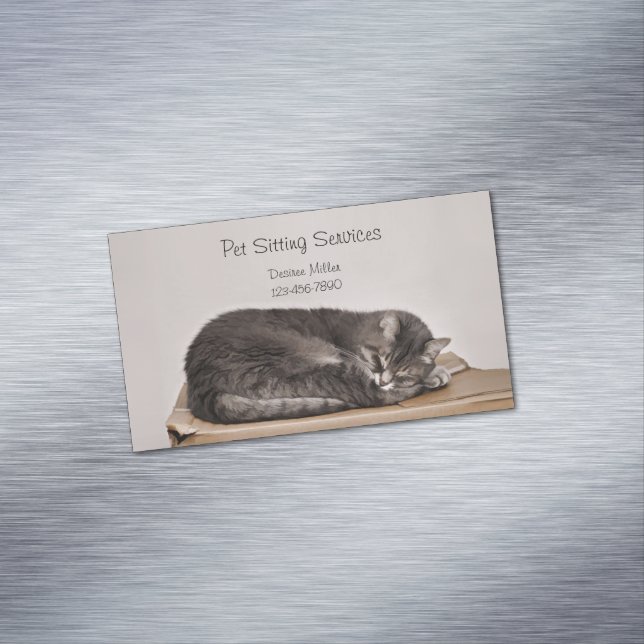 Carte De Visite Magnétique Pet Sitting Services Cat Grooming Dog Walking (In Situ)