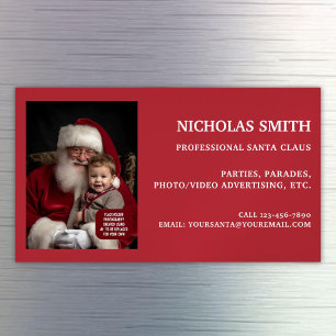 Carte De Visite Magnétique Photo de Père Noël professionnel de Noël