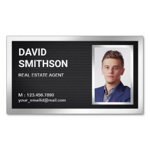 Carte De Visite Magnétique Photographie du localisateur immobilier Black Mesh
