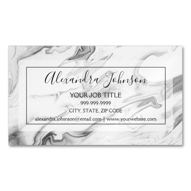 Carte De Visite Magnétique Pierre noire et Marbre blanc Professionnel Moderne (devant)