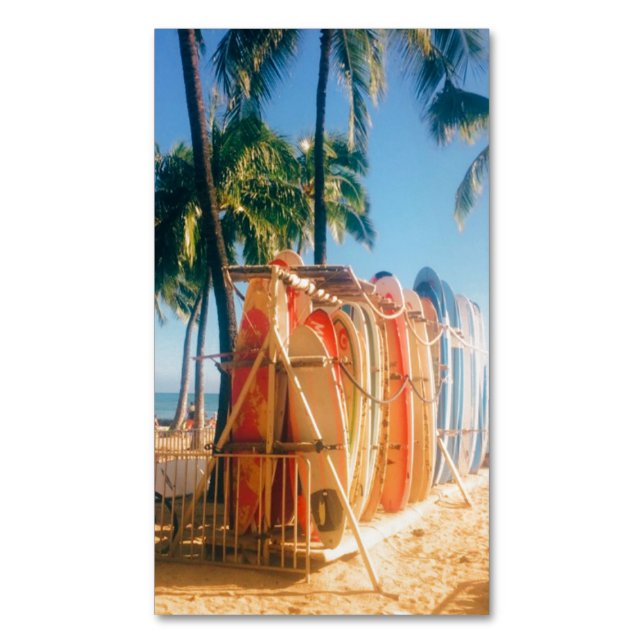 Carte De Visite Magnétique Planches de surf de Waikiki Beach  (devant Vertical)
