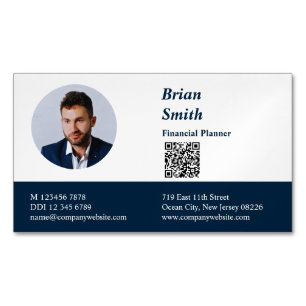 Carte De Visite Magnétique Planificateur financier professionnel QR Code bleu