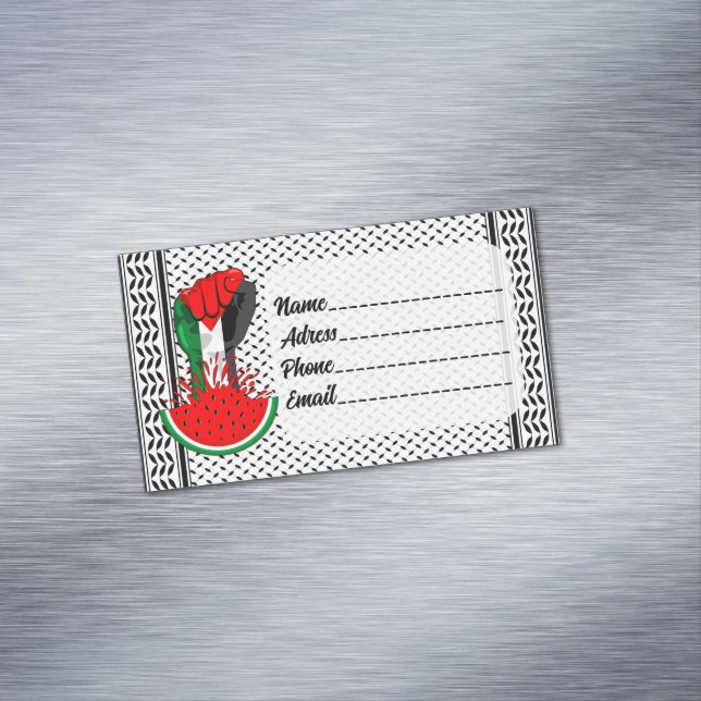 Carte De Visite Magnétique Poing de résistance palestinienne sur le symbole d (In Situ)
