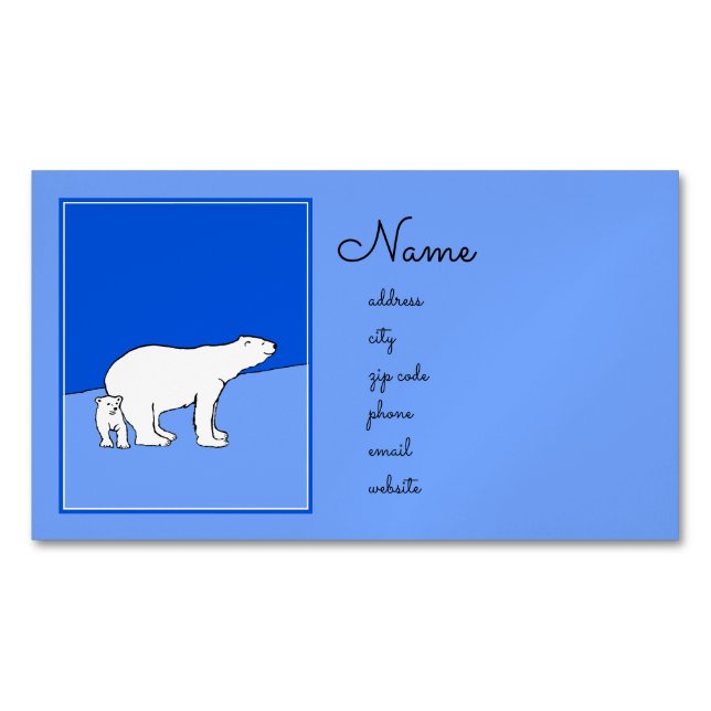 Carte De Visite Magnétique Polar Bear Mom and Cub Peinture - Wildlife Art (devant)
