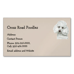 Carte De Visite Magnétique Poodle blanc Anima