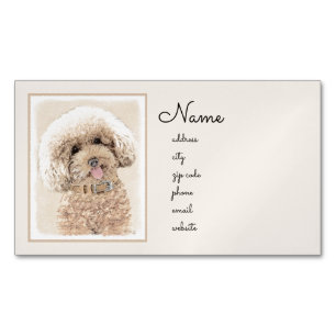 Carte De Visite Magnétique Poodle Miniature Toy Apricot Crème Chien Brown Art