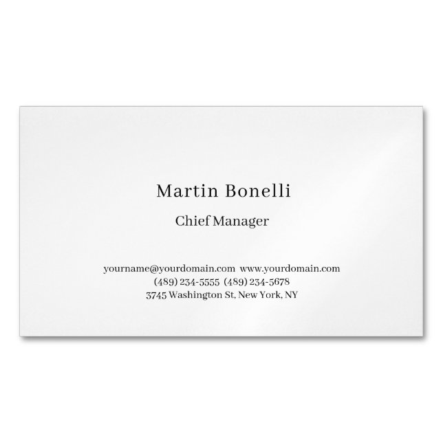 Carte De Visite Magnétique Professional Unique Classical Simple White (devant)