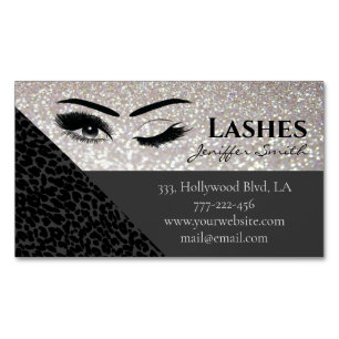 Carte De Visite Magnétique Professionnel chic léopard glittery lashes maquill