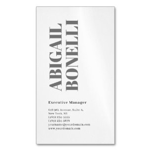 Carte De Visite Magnétique Professionnel minimaliste gras moderne gris blanc