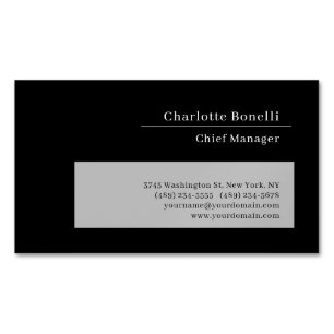 Carte De Visite Magnétique Professionnel Minimaliste Moderne Noir & Gris