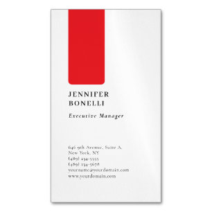 Carte De Visite Magnétique Professionnel minimaliste moderne rouge blanc