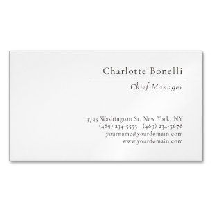 Carte De Visite Magnétique Professionnel Moderne Minimaliste Noir & Blanc