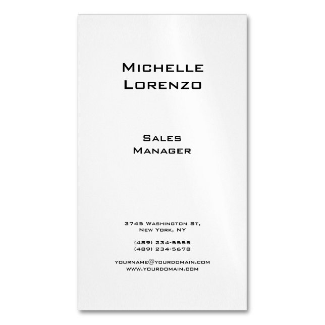 Carte De Visite Magnétique Professionnel Moderne Simple Noir & Blanc (devant Vertical)