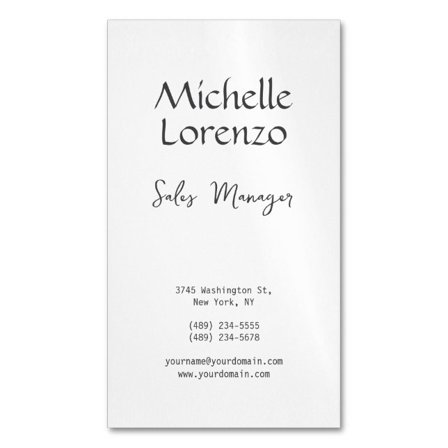 Carte De Visite Magnétique Professionnel Moderne Simple Noir & Blanc (devant Vertical)