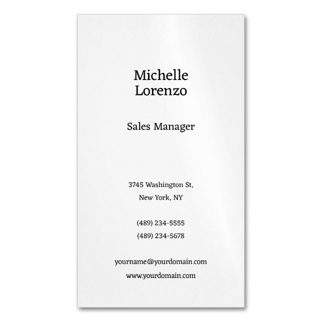 Carte De Visite Magnétique Professionnel Moderne Simple Uni Noir & Blanc (devant Vertical)