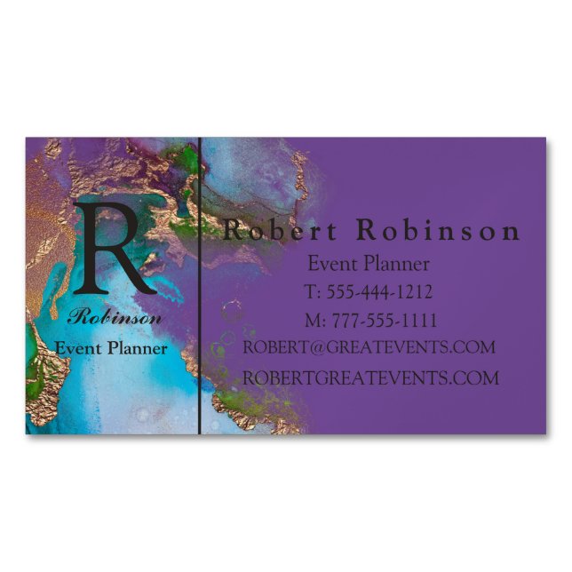 Carte De Visite Magnétique Professionnel personnalisé Clair bleu vert pourri  (devant)