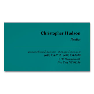 Carte De Visite Magnétique Professionnel Réaltor Immobilier Turquoise bleu