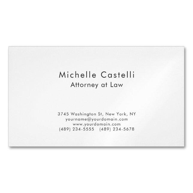 Carte De Visite Magnétique Professionnel Simple Classique Simple Noir & Blanc (devant)