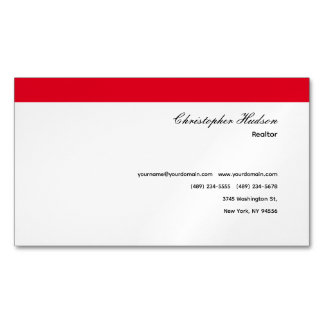 Carte De Visite Magnétique Professionnel Simple Immobilier simple Rouge Blanc