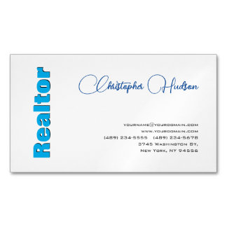 Carte De Visite Magnétique Professionnel Simple Réaliseur Immobilier Bleu Bla