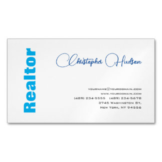 Carte De Visite Magnétique Professionnel Simple Réaliseur Immobilier Bleu Bla