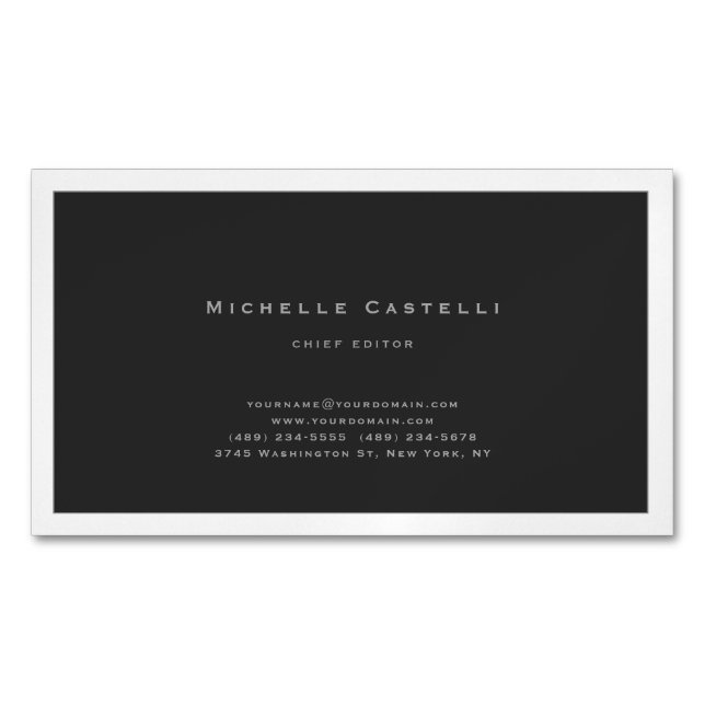 Carte De Visite Magnétique Professionnel Unique Classique Noir Blanc (devant)